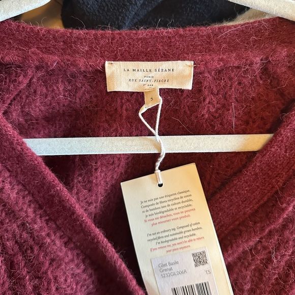 Sezane Gilet Basile Cardigan - Grenat - Picture 6 of 12